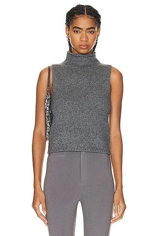 Marceline Sleeveless Cashmere Turtleneck Vest