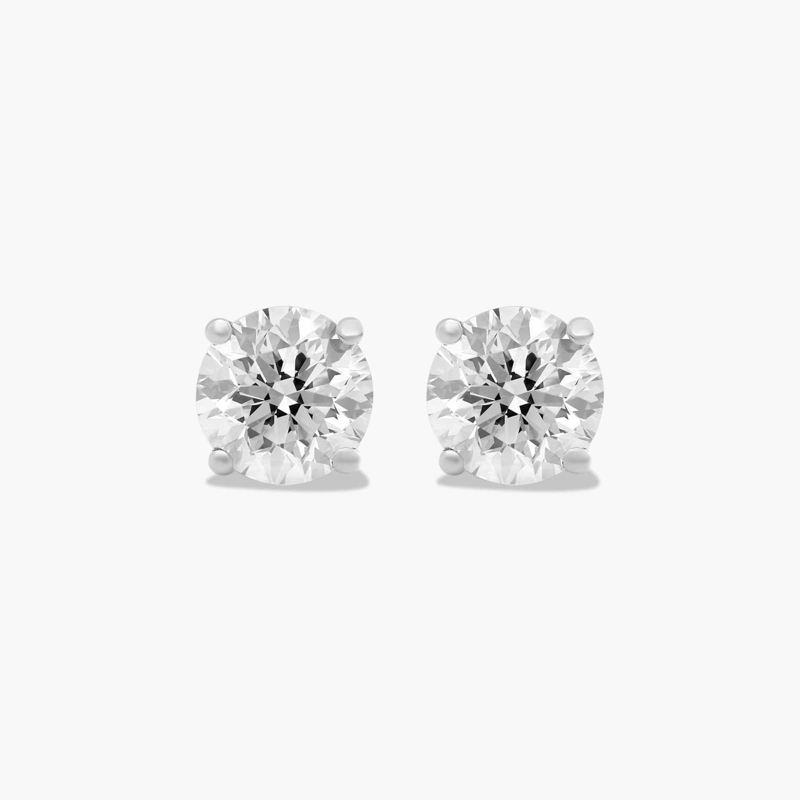 James Allen , Four Prong 1 CTW Round Lab-Grown Diamond Stud Earrings in 14K White Gold