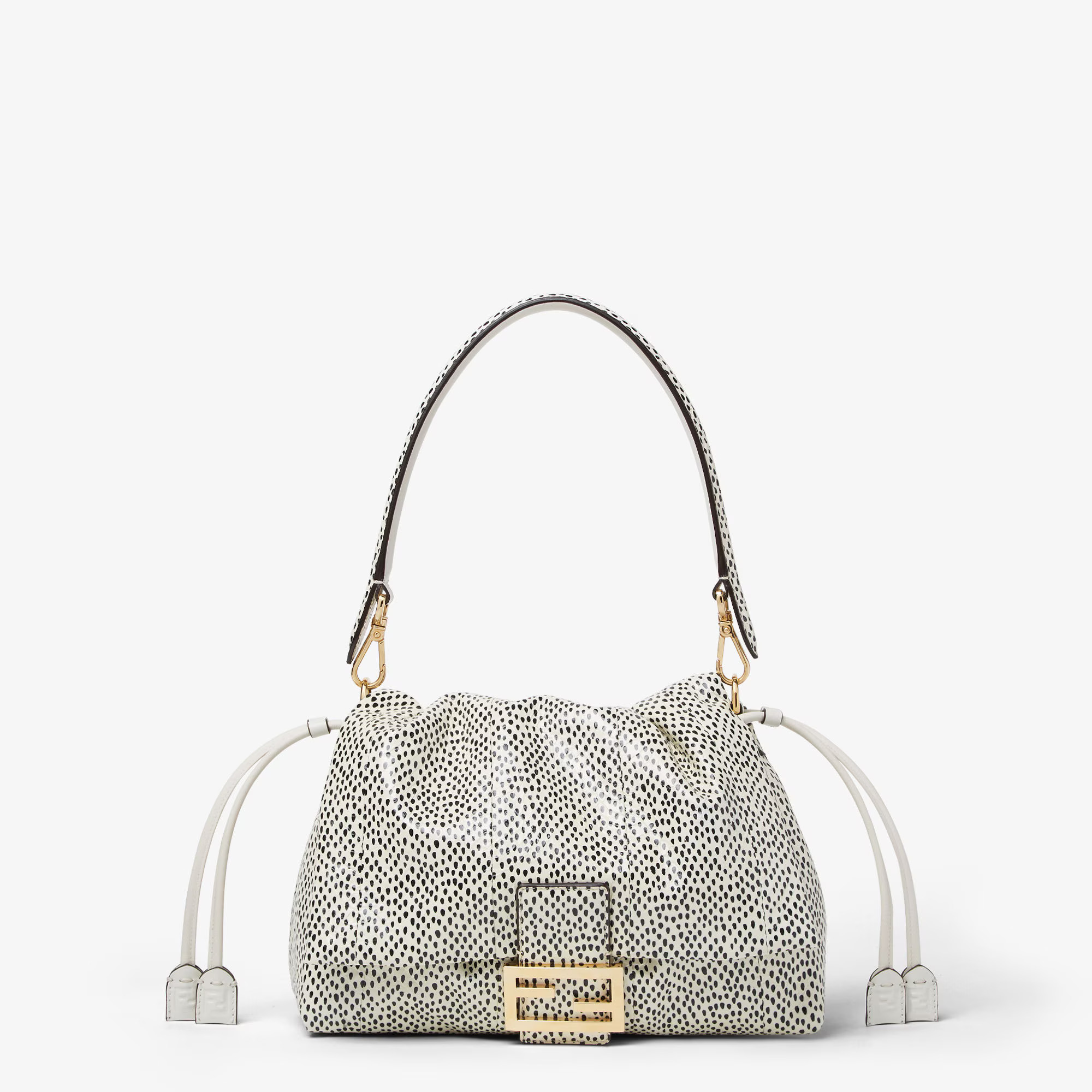 Fendi, Mamma Baguette Medium White Printed Elaphe Bag