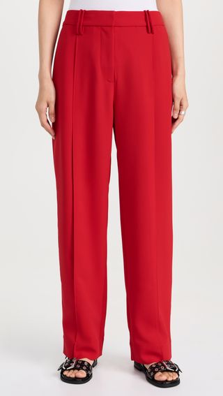 Light Twill Suiting Relaxed Pleated Pants