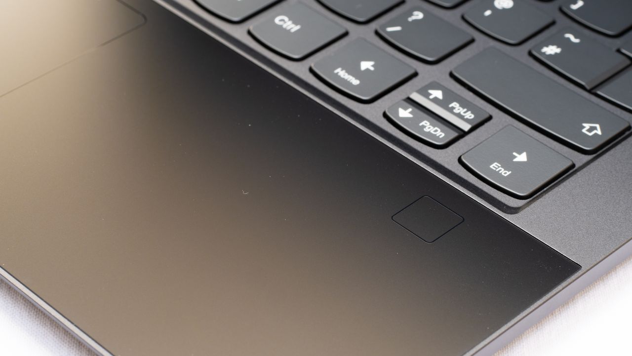 A closeup of the palmrest of the Lenovo Yoga 9i 14in (Shadow Black)