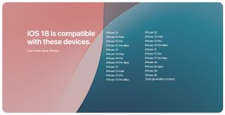 List of compatible iPhones with Apple's iOS 18 update