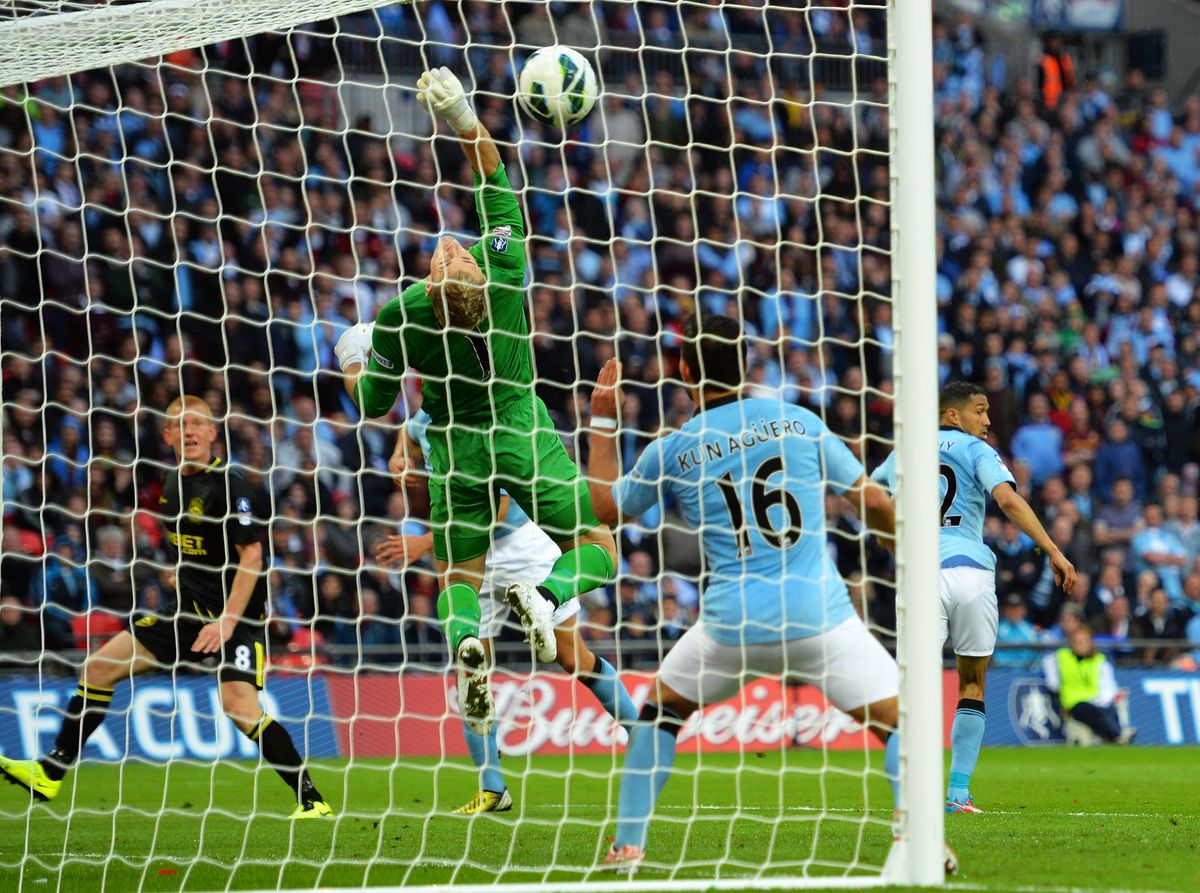 Ben Watson scores the winning goal for Wigan Athletic in the 2013 FA Cup final against Manchester City at Wembley Stadium, London