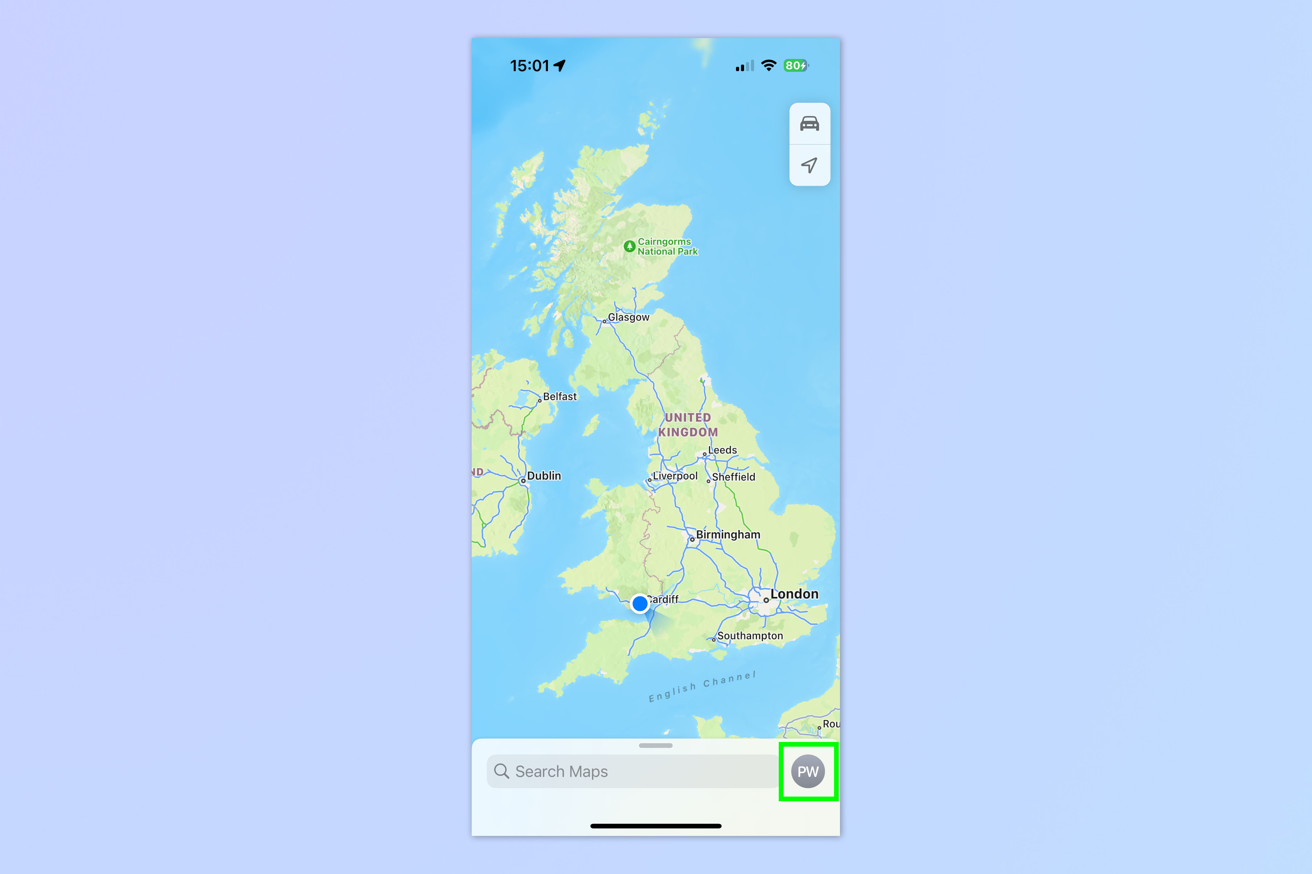 Снимок экрана, показывающий, как загружать автономные карты Apple Maps и управлять ими.