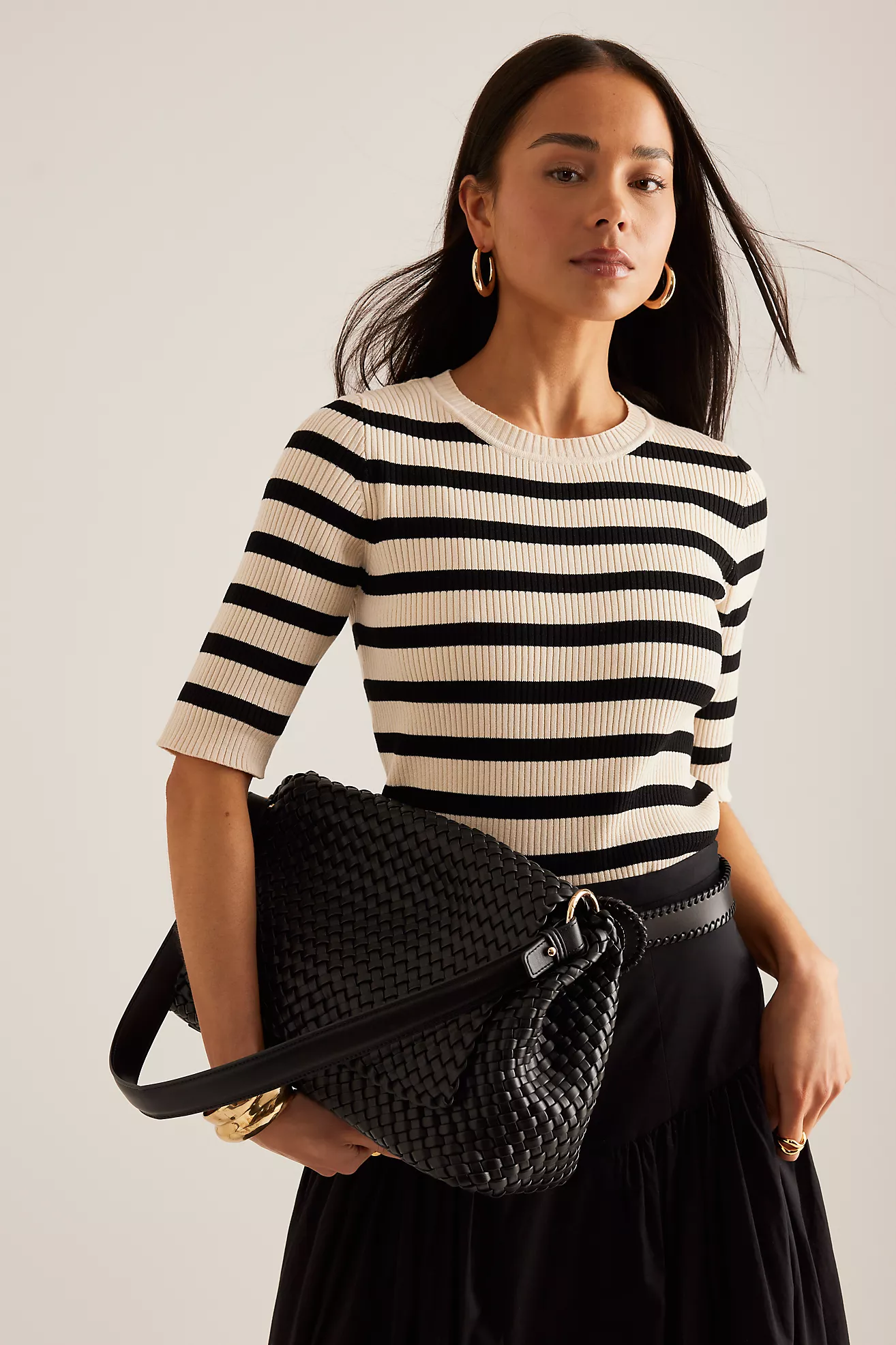 Melie Bianco Woven Shoulder Bag