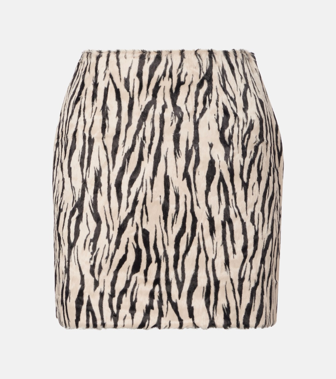 Printed Faux Fur Miniskirt