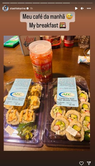 Karine posting photos of sushi