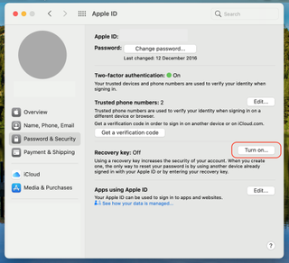 How to set up an Apple ID recovery key on a Mac