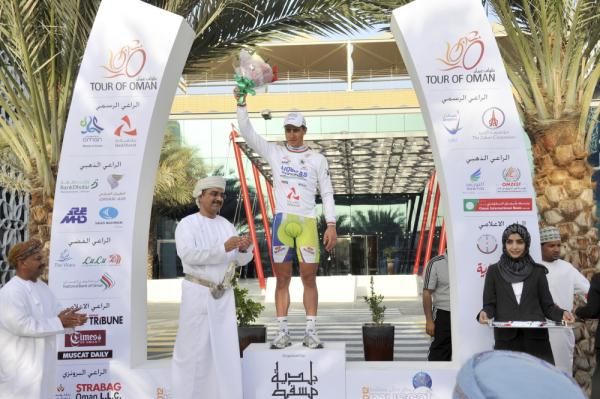 Peter Sagan (Liquigas) on the podium as best young rider