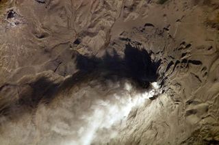 What's going on in there? Ash cloud from Mount Ubinas, Peru. An astronaut aboard the International Space Station snapped this smoldering volcano in 2006.