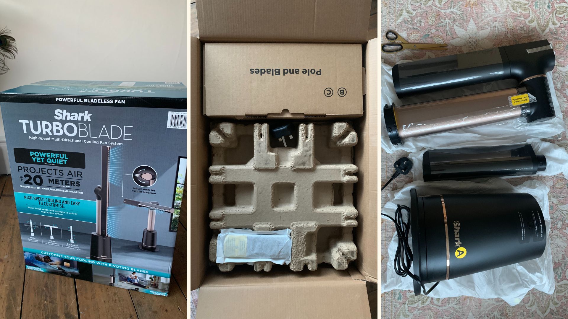 Shark TurboBlade fan in a box