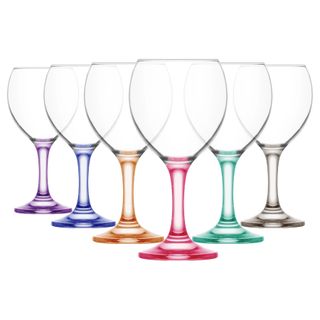 260ml Misket Wine Glasses - Coloured Stem - Pack of 6