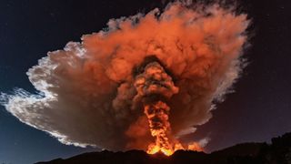 Mount Etna erupts in February, 2021.