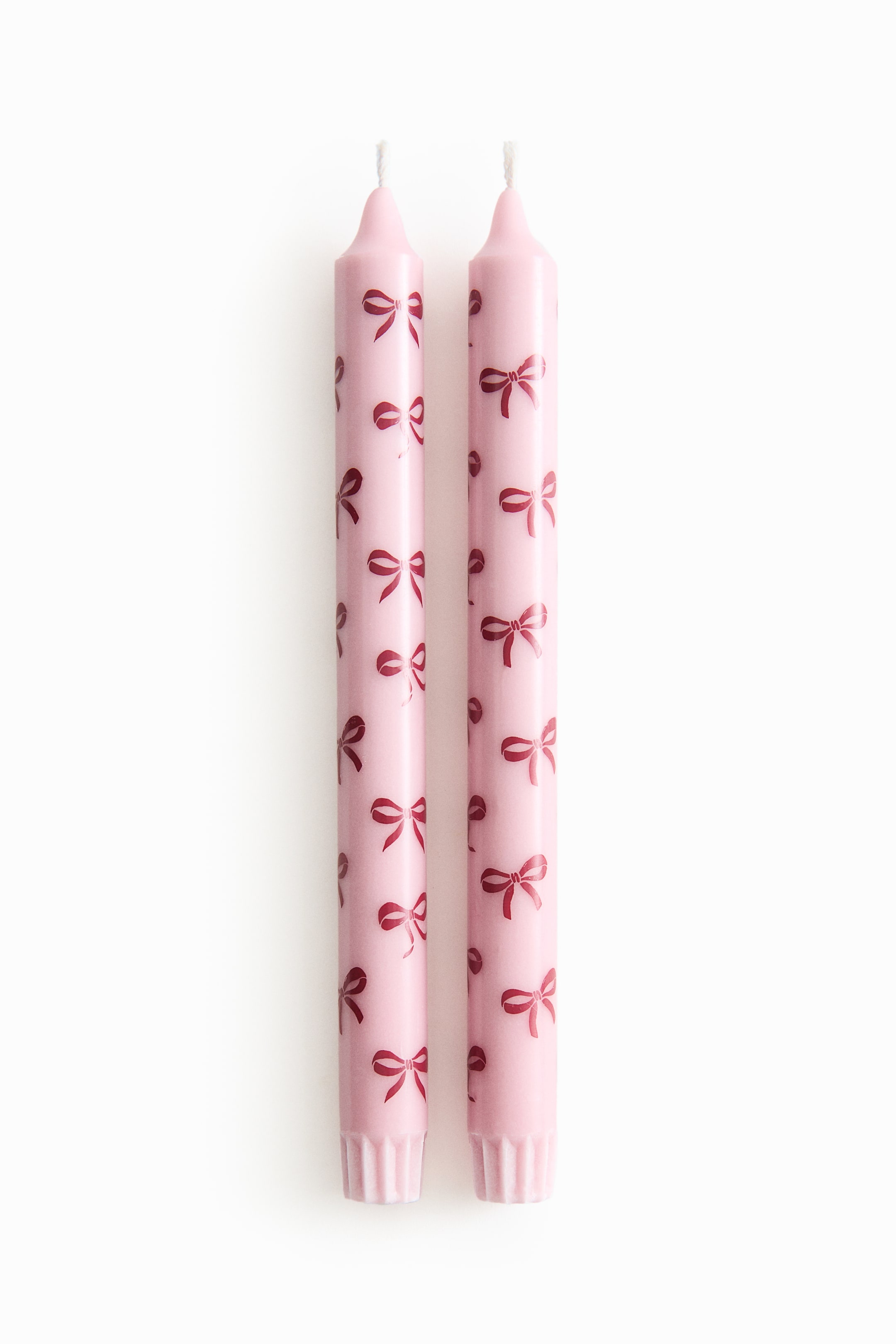 2-Pack Patterned Candles - Light Pink/hearts