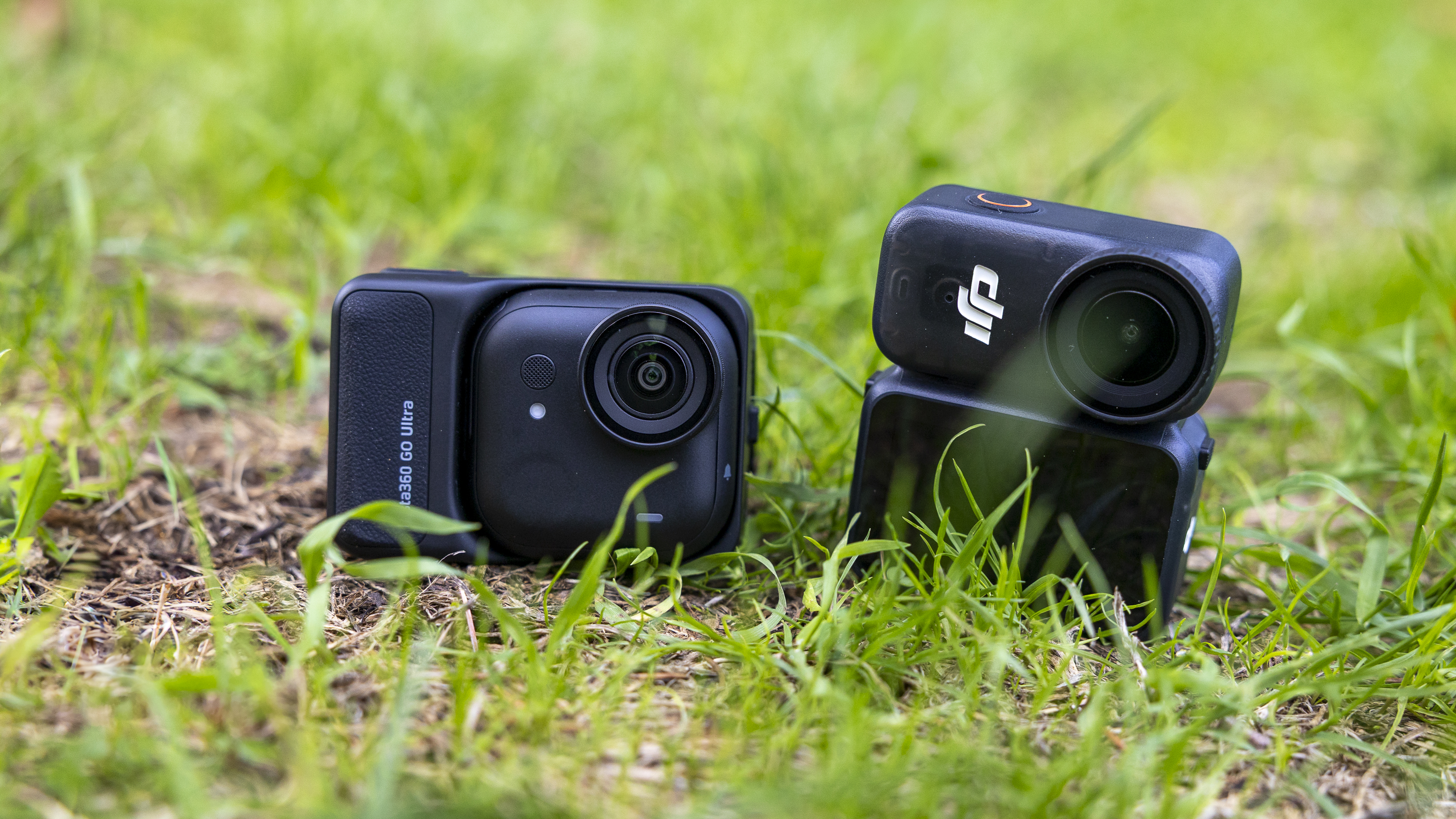 The Insta360 Go Ultra and DJI Osmo Nano next to each other