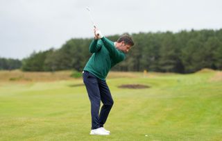 Robert Rock at the top of his backswing