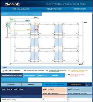 Planar's Clarity Matrix Video Wall Calculator