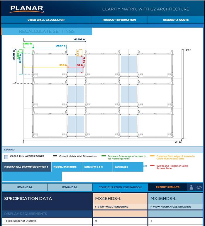 Planar&#039;s Clarity Matrix Video Wall Calculator