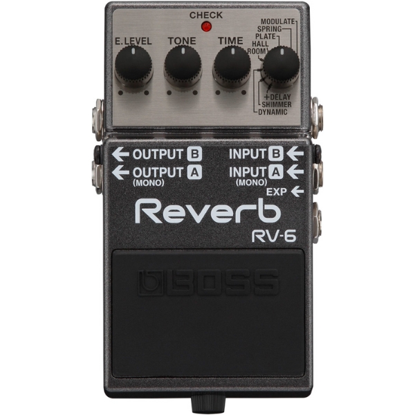 A Boss RV-6 reverb pedal