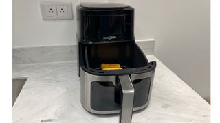 The open drawer of the Paris Rhône Air Fryer