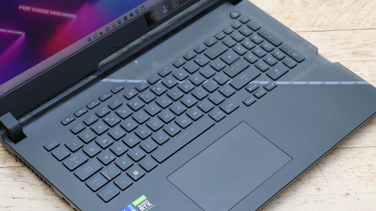 A photograph of the ASUS ROG Strix Scar 17's keyboard