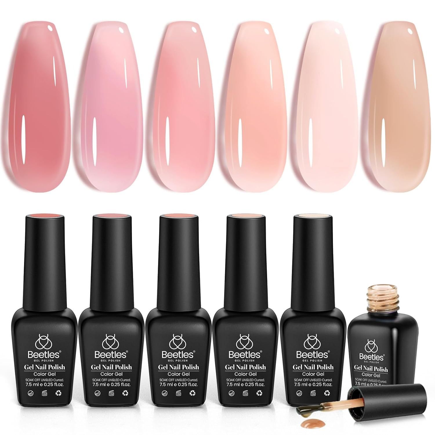 Beetles, Jelly Gel Nail Polish, Set of 6