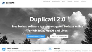Duplicati's homepage