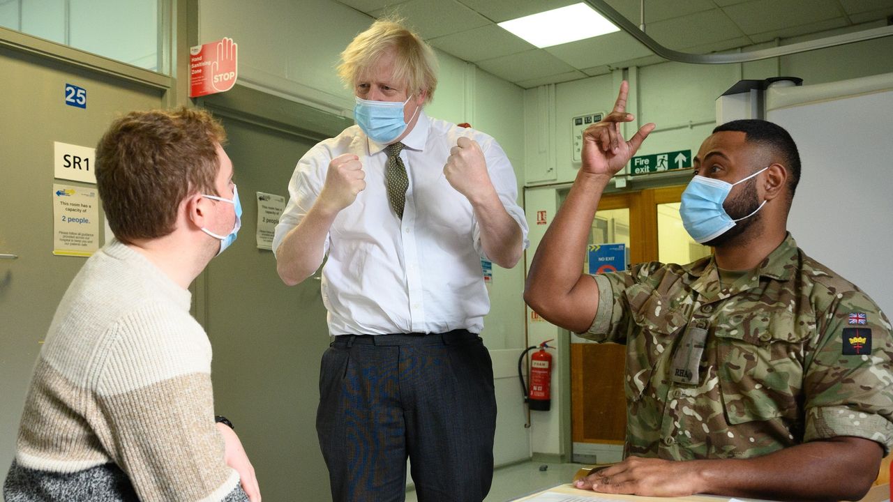 Boris Johnson at a vaccination centre