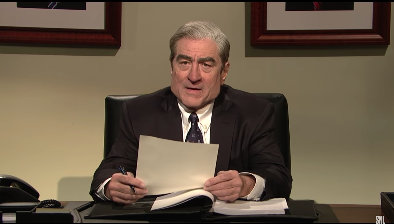 Robert De Niro as Robert Mueller.