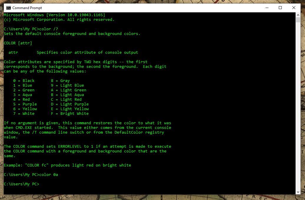 How to change Command Prompt color in Windows 10
