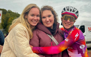 Amy Pieters (centre) with Anna van der Breggen and Christine Majerus back in October 2024