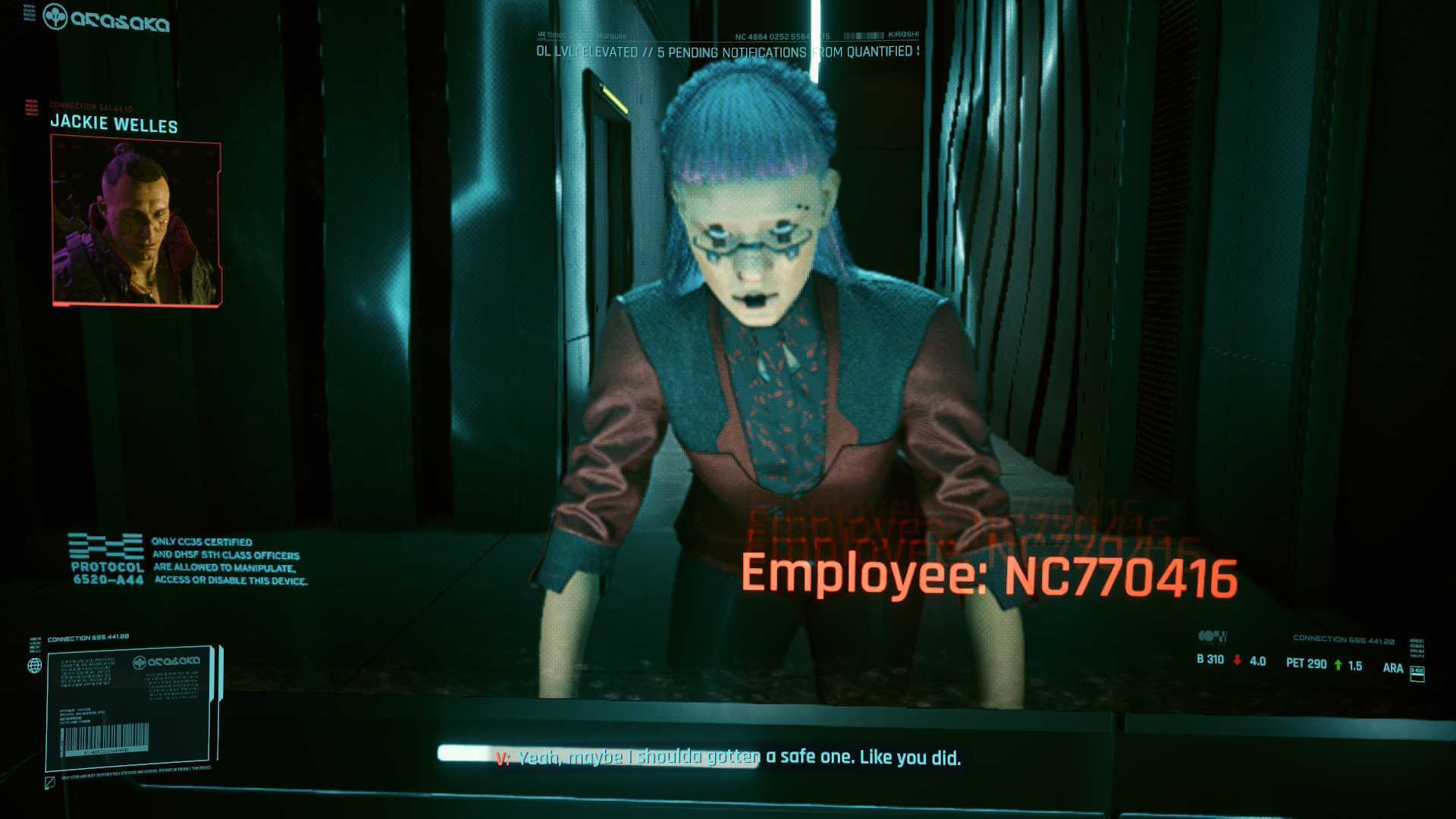 Player's character in Cyberpank 2077: Final version on Nintendo Switch 2.