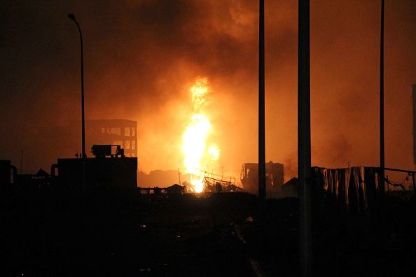 The aftermath of an explosion in Tianjin, China.