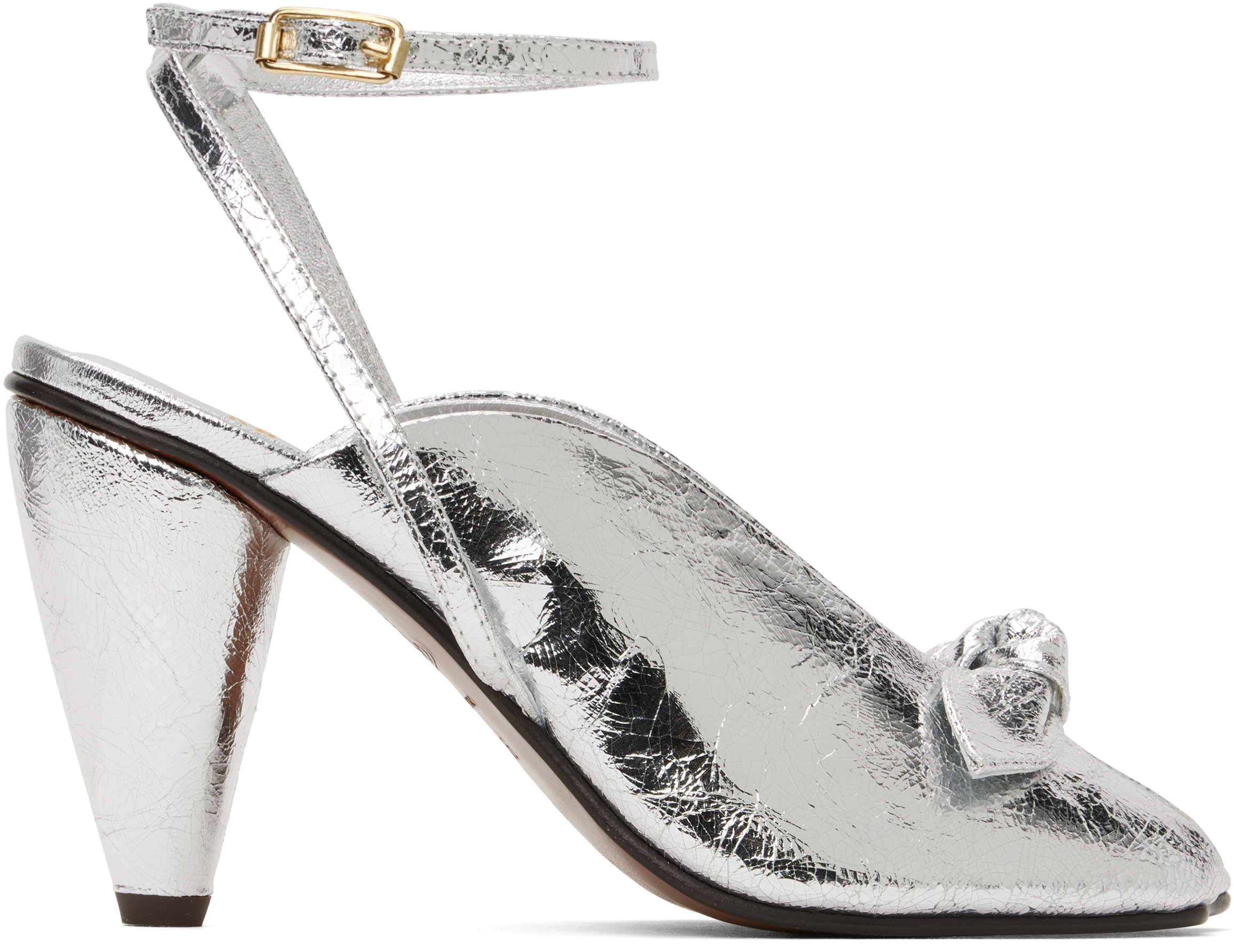 Silver Bow Peep Heels