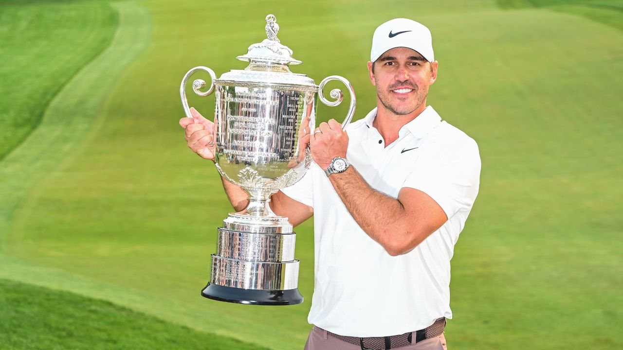 Brooks Koepka with the trophy after his PGA Championship win