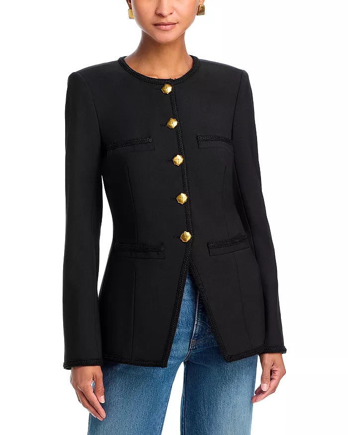 Veronica Beard, Alessia Collarless Braid Trim Jacket