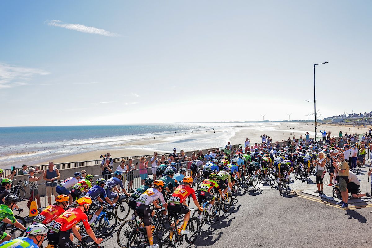 Picture by Alex Whitehead/SWpix.com - 03/09/2023 - Cycling - 2023 Tour of Britain - Stage 3: Google to Beverley (154.7km) - The Peloton passing through Bridlington