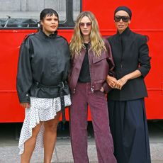 alva claire cara delevingne and adwoa aboah attend the topshop aw25 show in london