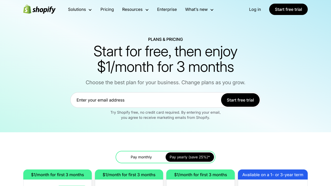 Shopify pricing
