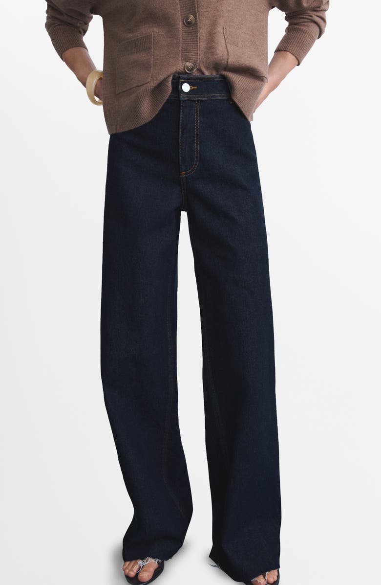 Catherin Frayed High Waist Wide Leg Culotte Jeans