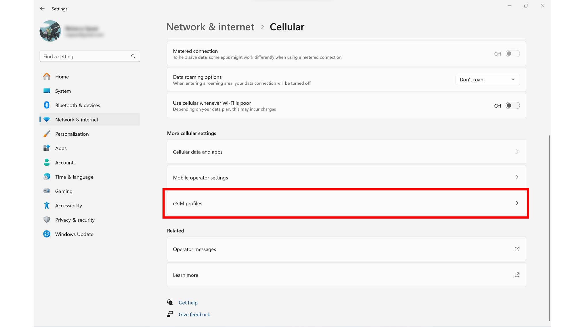 Cómo configurar Airalo eSIM en una computadora portátil: perfiles eSIM.