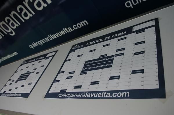 The Vuelta a Espa&ntilde;a sign-in sheet.