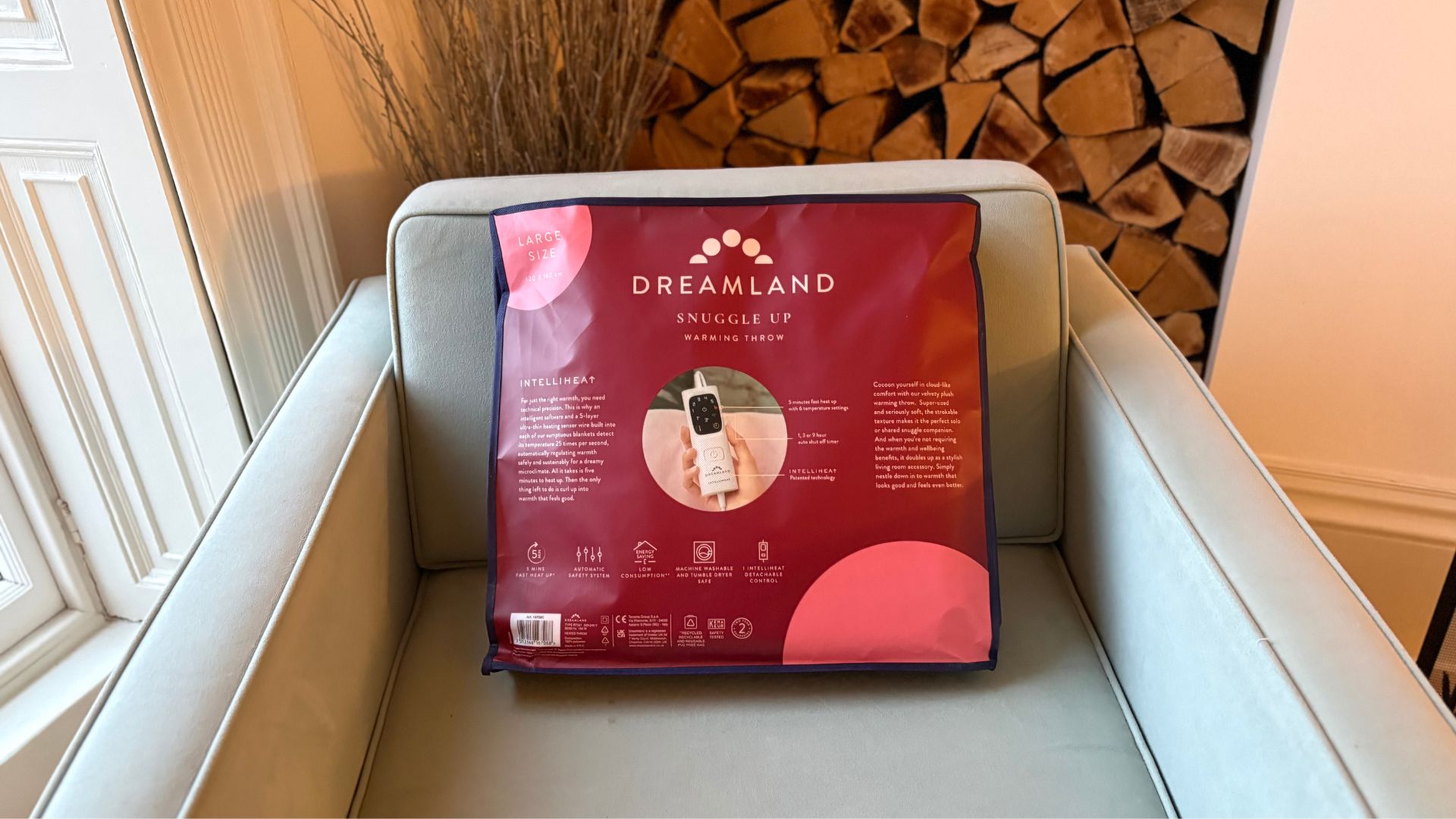 Dreamland Snuggle Up Heated Throw being tested in my home