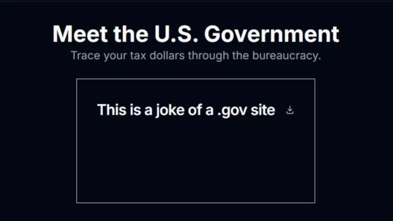 An image of the now-archived doge.gov homepage reading, &quot;This is a joke of a .gov site.&quot;