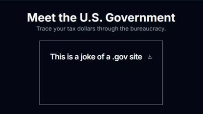 An image of the now-archived doge.gov homepage reading, "This is a joke of a .gov site."