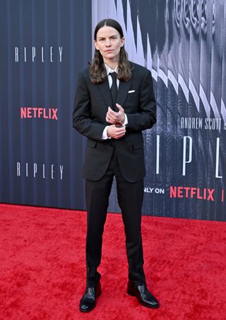 Eliot Sumner attends the Los Angeles Premiere of Netflix's "Ripley" at The Egyptian Theatre Hollywood on April 03, 2024 in Los Angeles, California