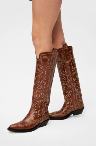 Kniehohe bestickte Westernstiefel