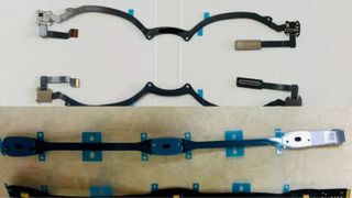 Cables supuestamente utilizados en el casco de realidad virtual de Apple