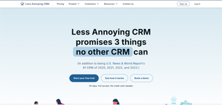 Screenshot from Less Annoying CRM website 