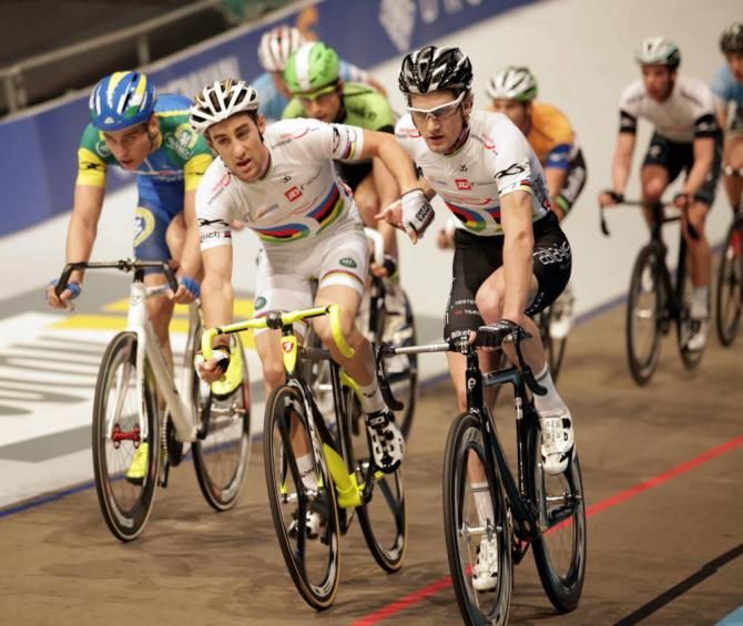 Vivien Brisse and partner Marc Hester in the madison on day 5 in Rotterdam Six